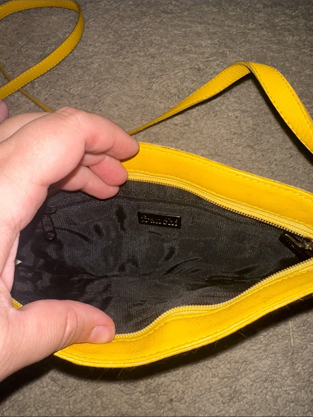 Yellow and Brown Cowhide style Crossbody Bag
